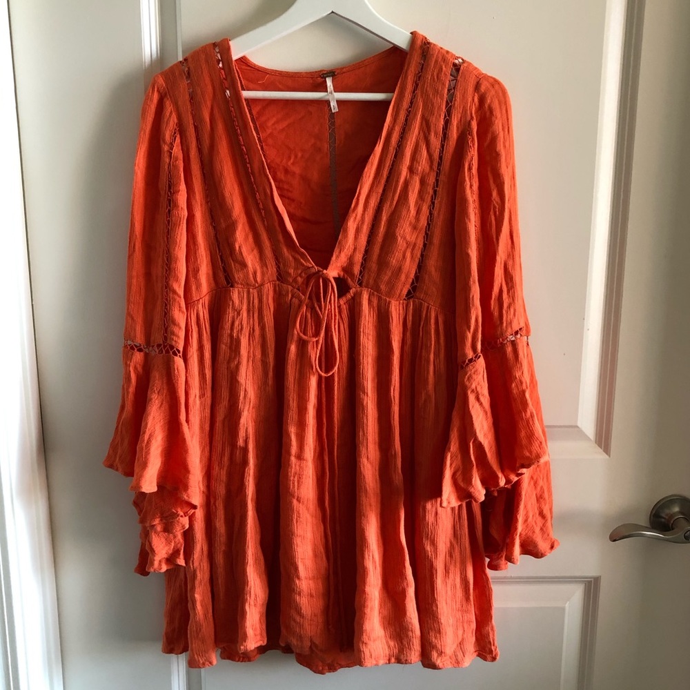 Free People Orange Long Sleeve Dress